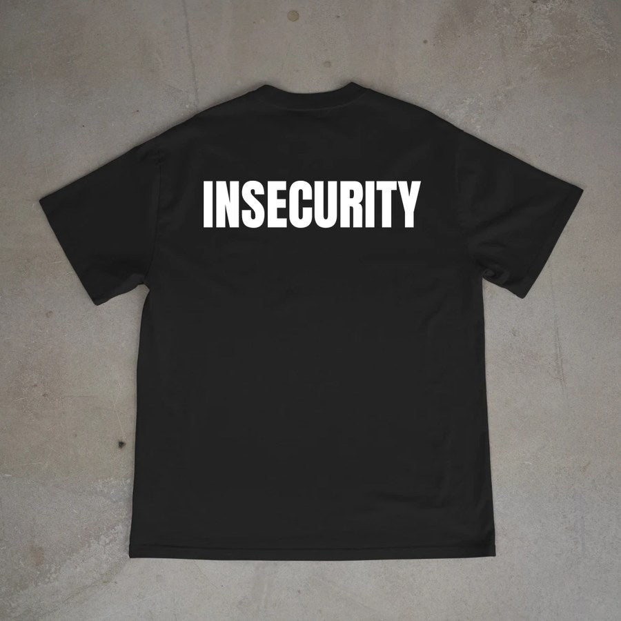 Insecurity T-Shirt – Beton Flatlay · Hinten · Schwarz